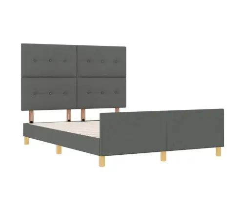 Gultas Rāmis Ar Galvas Klāju Tumši Pelēka 140 X 200 Cm Audums Vidaxl