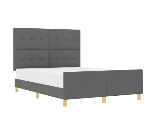 Gultas Rāmis Ar Galvas Klāju Tumši Pelēka 140 X 200 Cm Audums Vidaxl