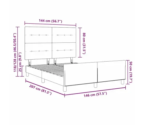 Gultas Rāmis Ar Galvas Klāju Tumši Pelēka 140 X 200 Cm Audums Vidaxl