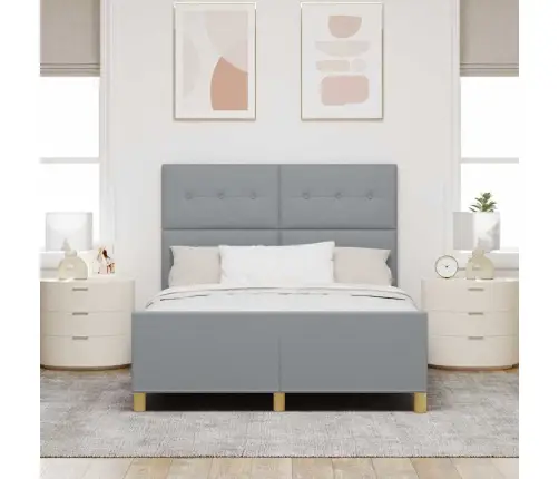 Gultas Rāmis Ar Galvas Klāju Gaiši Pelēka 160 X 200 Cm Audums Vidaxl
