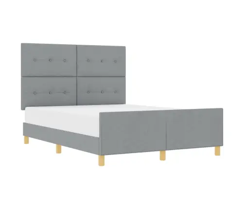 Gultas Rāmis Ar Galvas Klāju Gaiši Pelēka 160 X 200 Cm Audums Vidaxl