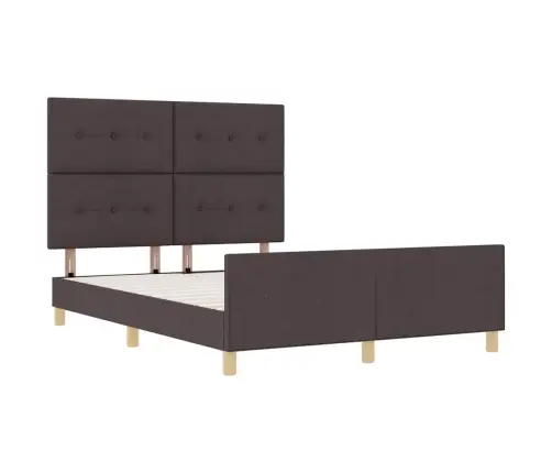 Gultas Rāmis Ar Galvas Klāju Tumši Brūna 160 X 200 Cm Audums Vidaxl