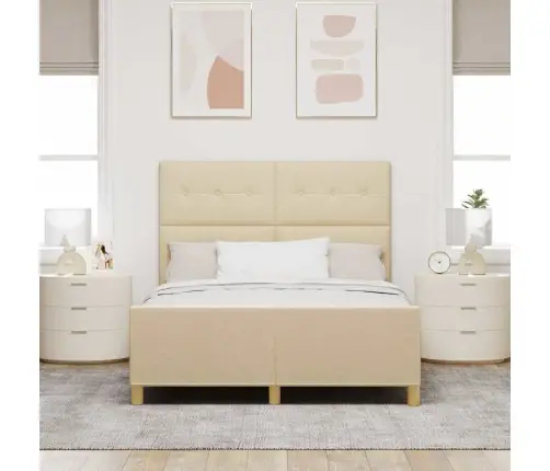 Gultas Rāmis Ar Galvas Klāju Krēmkrāsa 160 X 200 Cm Audums Vidaxl