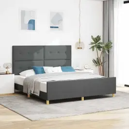 Gultas Rāmis Ar Galvas Klāju Tumši Pelēka 180 X 200 Cm Audums Vidaxl Gultas Rāmis Ar Galvas Klāju Tumši Pelēka 180 X 200 Cm Audums Vidaxl