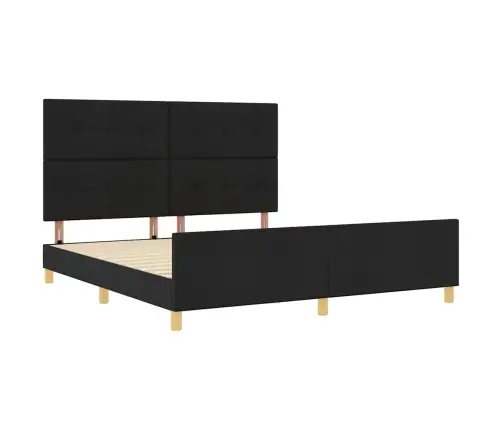 Gultas Rāmis Ar Galvas Klāju Melna 180 X 200 Cm Audums Vidaxl
