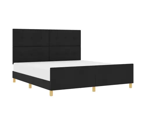 Gultas Rāmis Ar Galvas Klāju Melna 180 X 200 Cm Audums Vidaxl