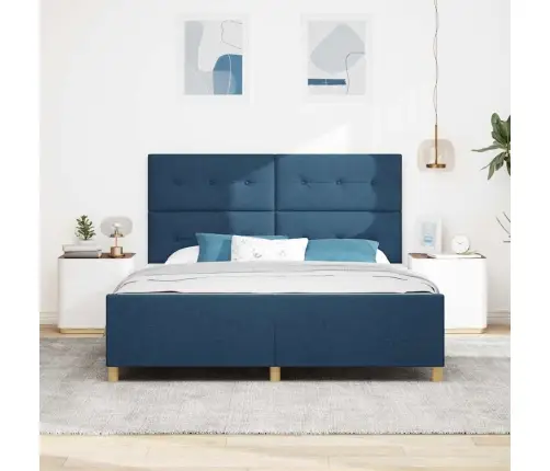 Gultas Rāmis Ar Galvas Klāju Zila 180 X 200 Cm Audums Vidaxl