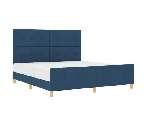 Gultas Rāmis Ar Galvas Klāju Zila 180 X 200 Cm Audums Vidaxl