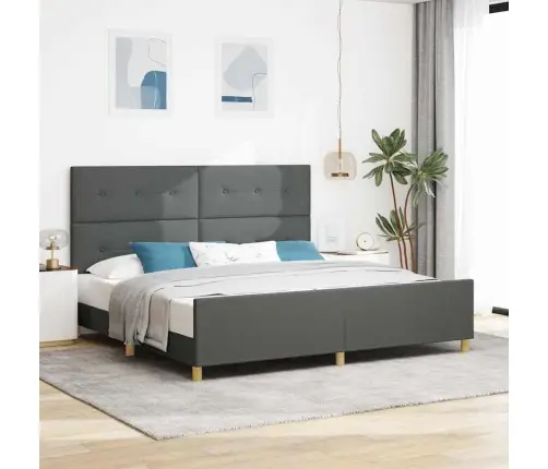 Gultas Rāmis Ar Galvas Klāju Tumši Pelēka 200 X 200 Cm Audums Vidaxl