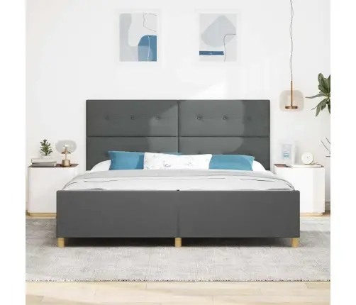 Gultas Rāmis Ar Galvas Klāju Tumši Pelēka 200 X 200 Cm Audums Vidaxl