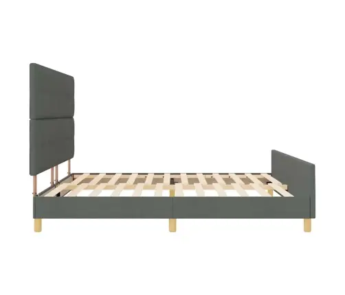 Gultas Rāmis Ar Galvas Klāju Tumši Pelēka 200 X 200 Cm Audums Vidaxl
