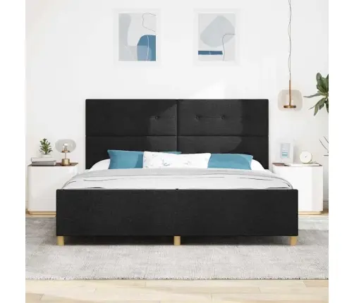 Gultas Rāmis Melns 200X200 Cm Audums Vidaxl