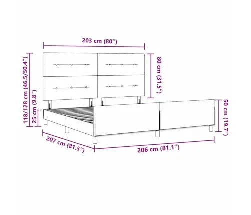 Gultas Rāmis Melns 200X200 Cm Audums Vidaxl