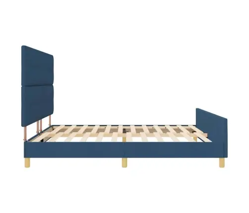 Voodi Raam Peaga Sinine 200 X 200 Cm Kangas