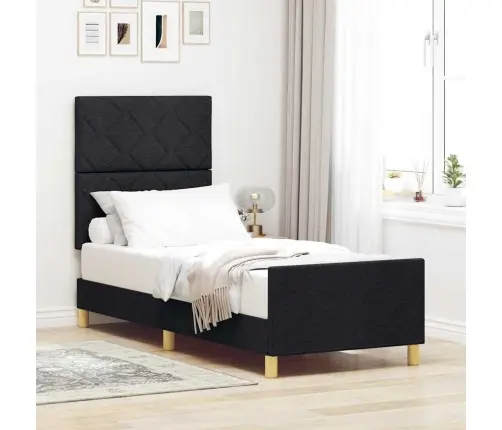 Gultas Rāmis Ar Galvas Klāju Melna 80 X 200 Cm Audums Vidaxl
