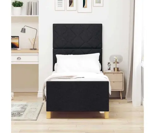 Gultas Rāmis Ar Galvas Klāju Melna 80 X 200 Cm Audums Vidaxl