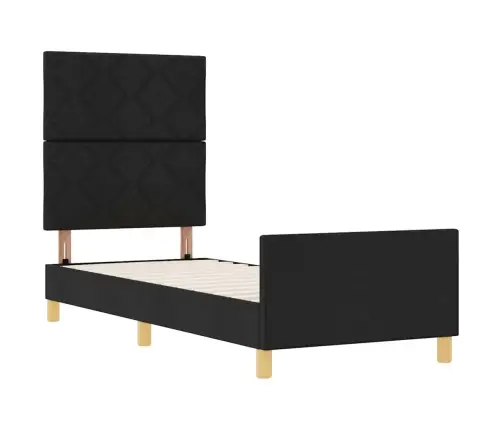 Gultas Rāmis Ar Galvas Klāju Melna 80 X 200 Cm Audums Vidaxl