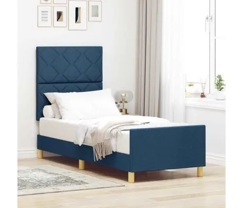 Voodi Raam Peaga Sinine 80 X 200 Cm Kangas