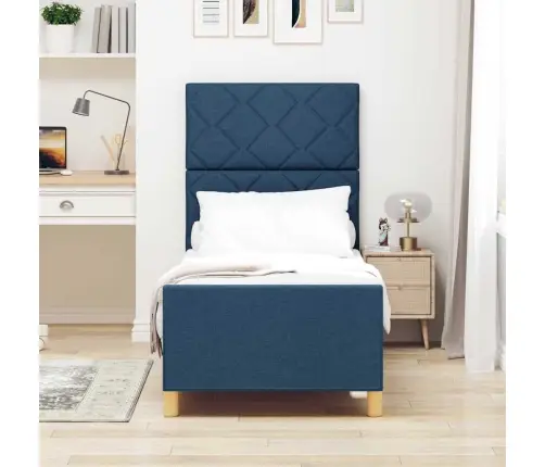 Voodi Raam Peaga Sinine 80 X 200 Cm Kangas