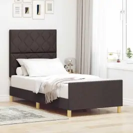 Gultas Rāmis Ar Galvas Klāju Tumši Brūna 90 X 190 Cm Audums Vidaxl Gultas Rāmis Ar Galvas Klāju Tumši Brūna 90 X 190 Cm Audums Vidaxl