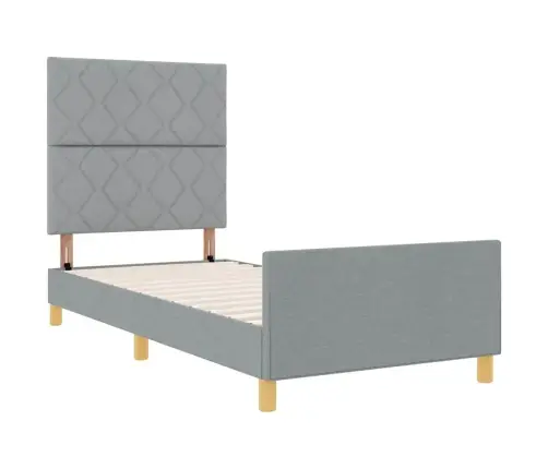 Voodi Raam Peaga Helehall 90 X 200 Cm Kangas