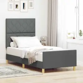 Lovos Rėmas Su Galvūgalio Tamsiai Pilka 90 X 200 Cm Audinys Lovos Rėmas Su Galvūgalio Tamsiai Pilka 90 X 200 Cm Audinys