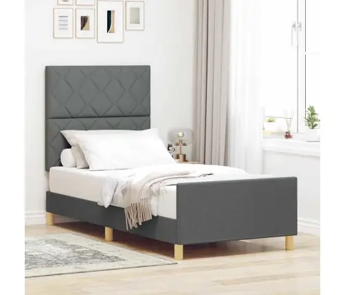 Lovos Rėmas Su Galvūgalio Tamsiai Pilka 90 X 200 Cm Audinys