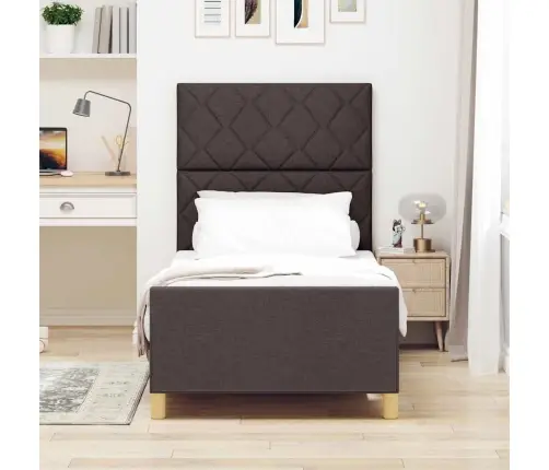 Voodi Raam Peaga Tumepruun 100 X 200 Cm Kangas