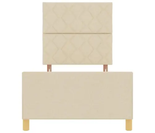 Gultas Rāmis Ar Galvas Klāju Krēmkrāsa 100 X 200 Cm Audums Vidaxl