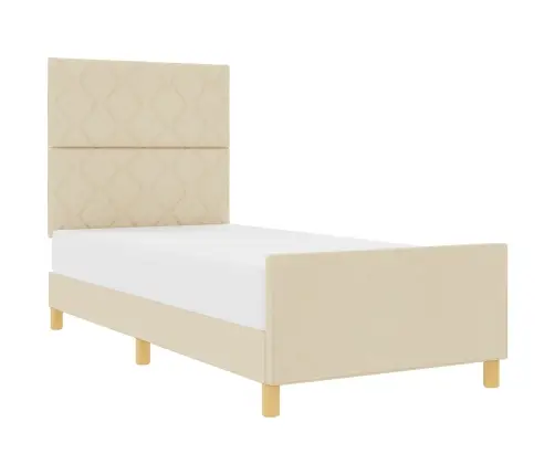 Gultas Rāmis Ar Galvas Klāju Krēmkrāsa 100 X 200 Cm Audums Vidaxl