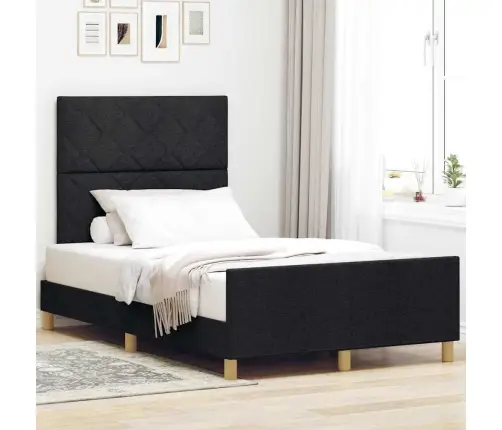 Melna Auduma Gultas Rāmja 120X190 Cm Vidaxl