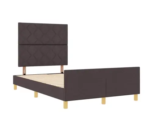 Gultas Rāmis Ar Galvas Klāju Tumši Brūna 120 X 190 Cm Audums Vidaxl