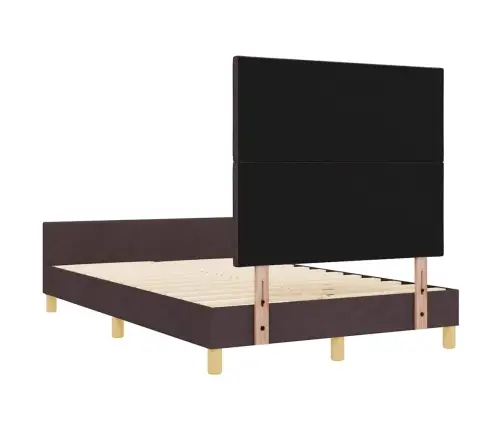 Gultas Rāmis Ar Galvas Klāju Tumši Brūna 120 X 190 Cm Audums Vidaxl