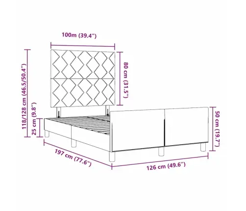 Gultas Rāmis Ar Galvas Klāju Tumši Brūna 120 X 190 Cm Audums Vidaxl