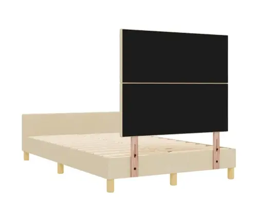 Gultas Rāmis Ar Galvas Klāju Krēmkrāsa 120 X 190 Cm Audums Vidaxl