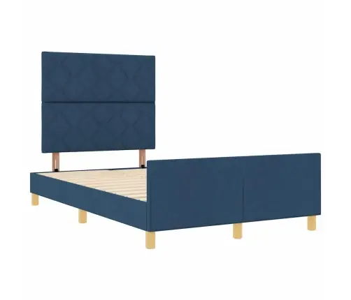 Voodi Raam Peaga Sinine 120 X 190 Cm Kangas