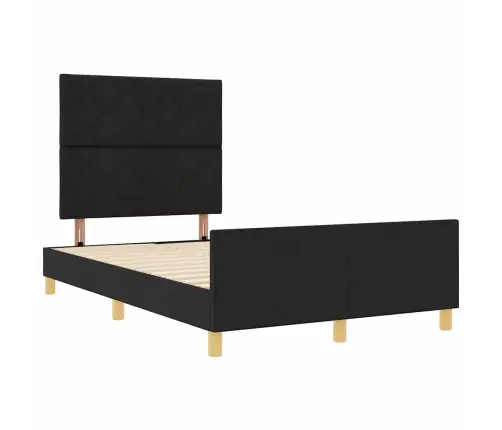 Voodi Raam Peaga Must 120 X 200 Cm Kangas