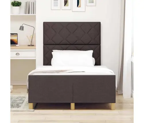 Gultas Rāmis Tumši Brūns Koks Un Audums 120 X 200 Cm Taisnstūris Vidaxl