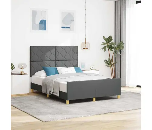 Voodi Raam Peaga Tumehall 140 X 190 Cm Kangas