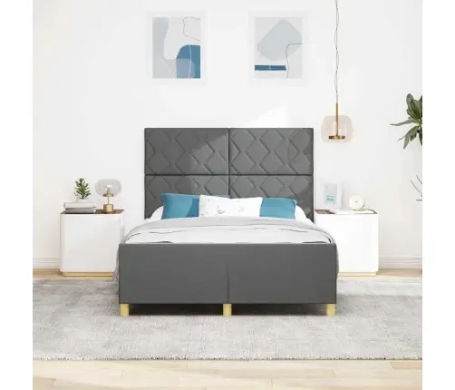Voodi Raam Peaga Tumehall 140 X 190 Cm Kangas
