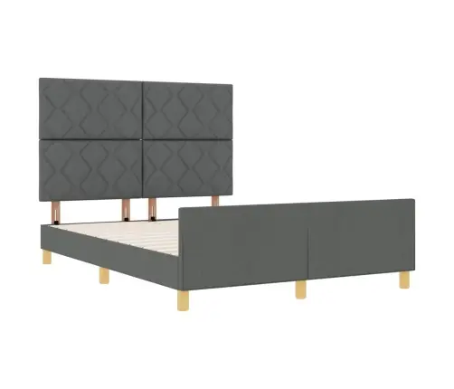 Voodi Raam Peaga Tumehall 140 X 190 Cm Kangas