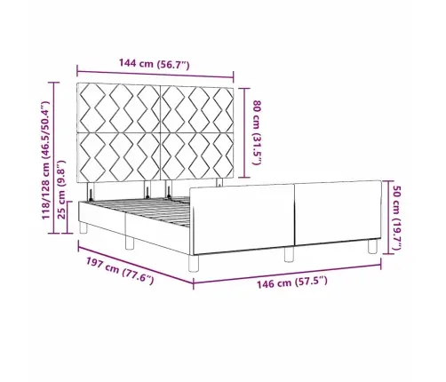 Gultas Rāmis Ar Galvas Klāju Tumši Brūna 140 X 190 Cm Audums Vidaxl