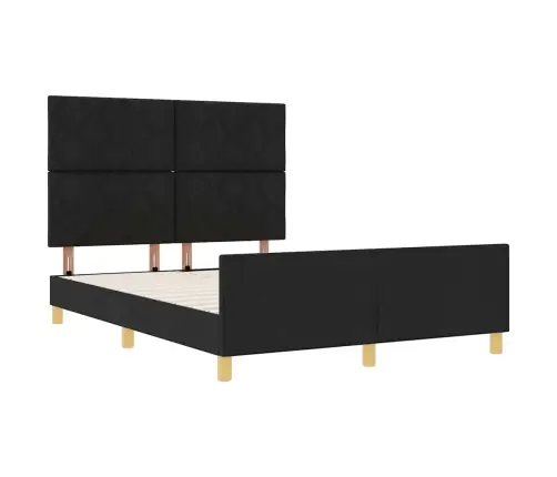 Gultas Rāmis Ar Galvas Klāju Melna 140 X 200 Cm Audums Vidaxl