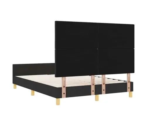 Gultas Rāmis Ar Galvas Klāju Melna 140 X 200 Cm Audums Vidaxl
