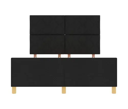 Gultas Rāmis Ar Galvas Klāju Melna 140 X 200 Cm Audums Vidaxl