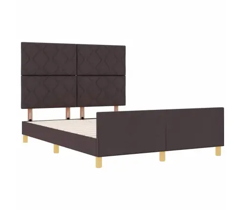 Gultas Rāmis Ar Galvas Klāju Tumši Brūna 140 X 200 Cm Audums Vidaxl
