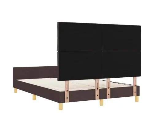Gultas Rāmis Ar Galvas Klāju Tumši Brūna 140 X 200 Cm Audums Vidaxl