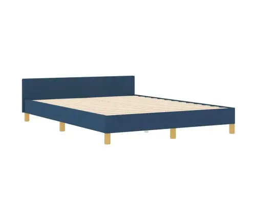 Voodi Raam Peaga Sinine 160 X 200 Cm Kangas