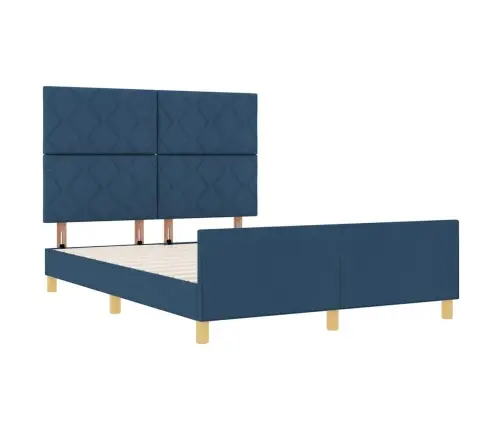 Voodi Raam Peaga Sinine 160 X 200 Cm Kangas