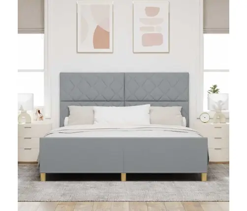 Voodi Raam Peaga Helehall 180 X 200 Cm Kangas